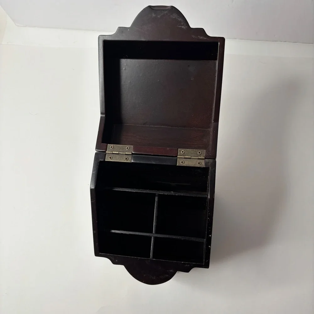 VTG 2001 THE BOMBAY Mahogany Wood Desk Top Organizer Knife Box Remote‎ Controls